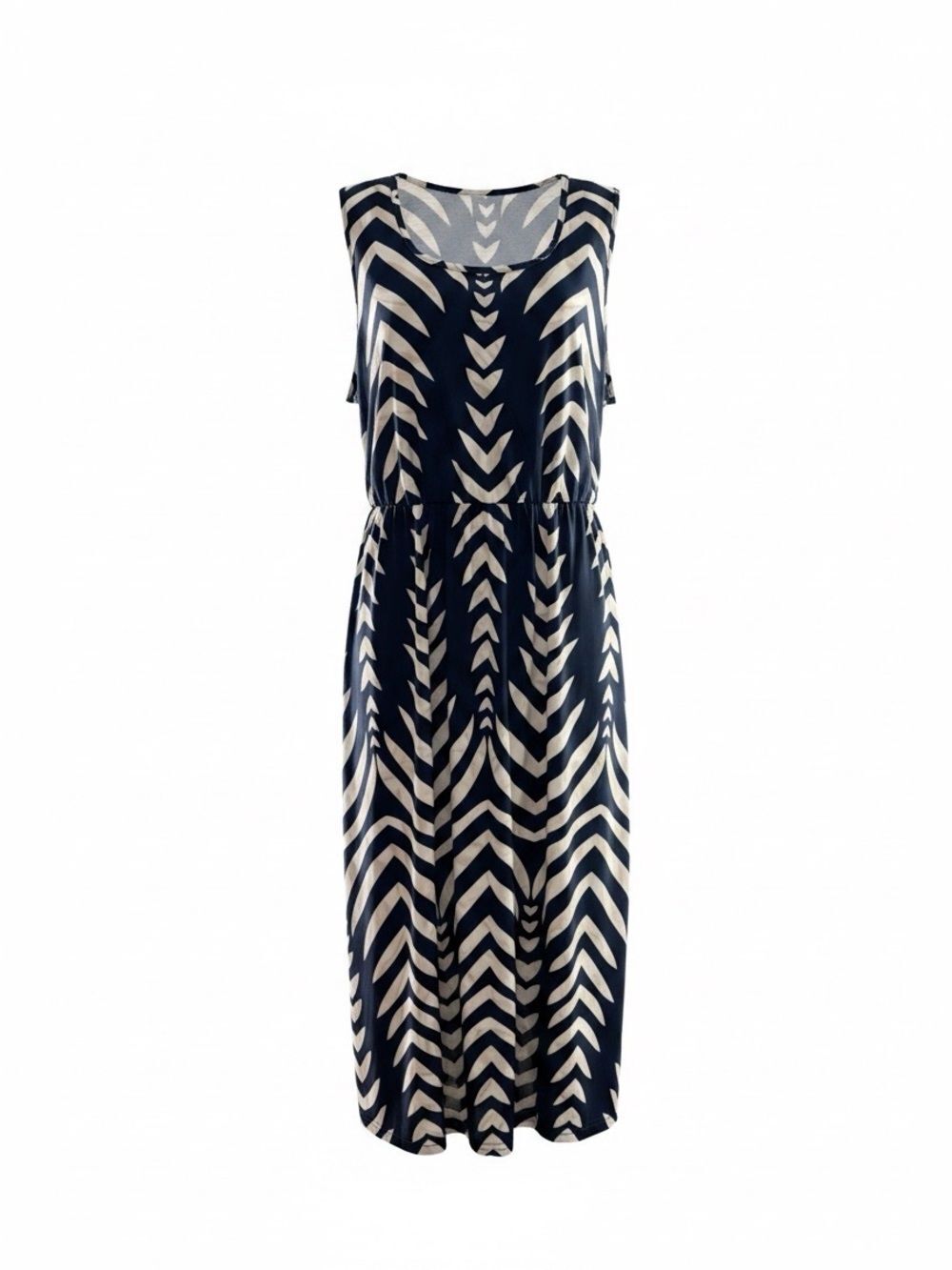 Blue & White Print Midi Dress Sleeveless | Pockets | Lightweight Size XXL - Picture 2 of 5